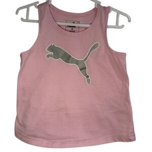 Puma Baby Girls Tank Top Shorts Athletic Set Outfit Pink Silver Logo 12 Months